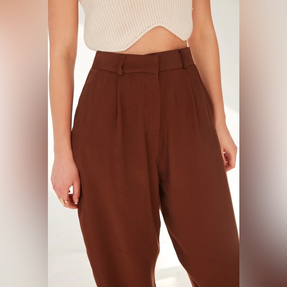 NWT Piral Long Carrot Pants Brown XS - Picture 3 of 4